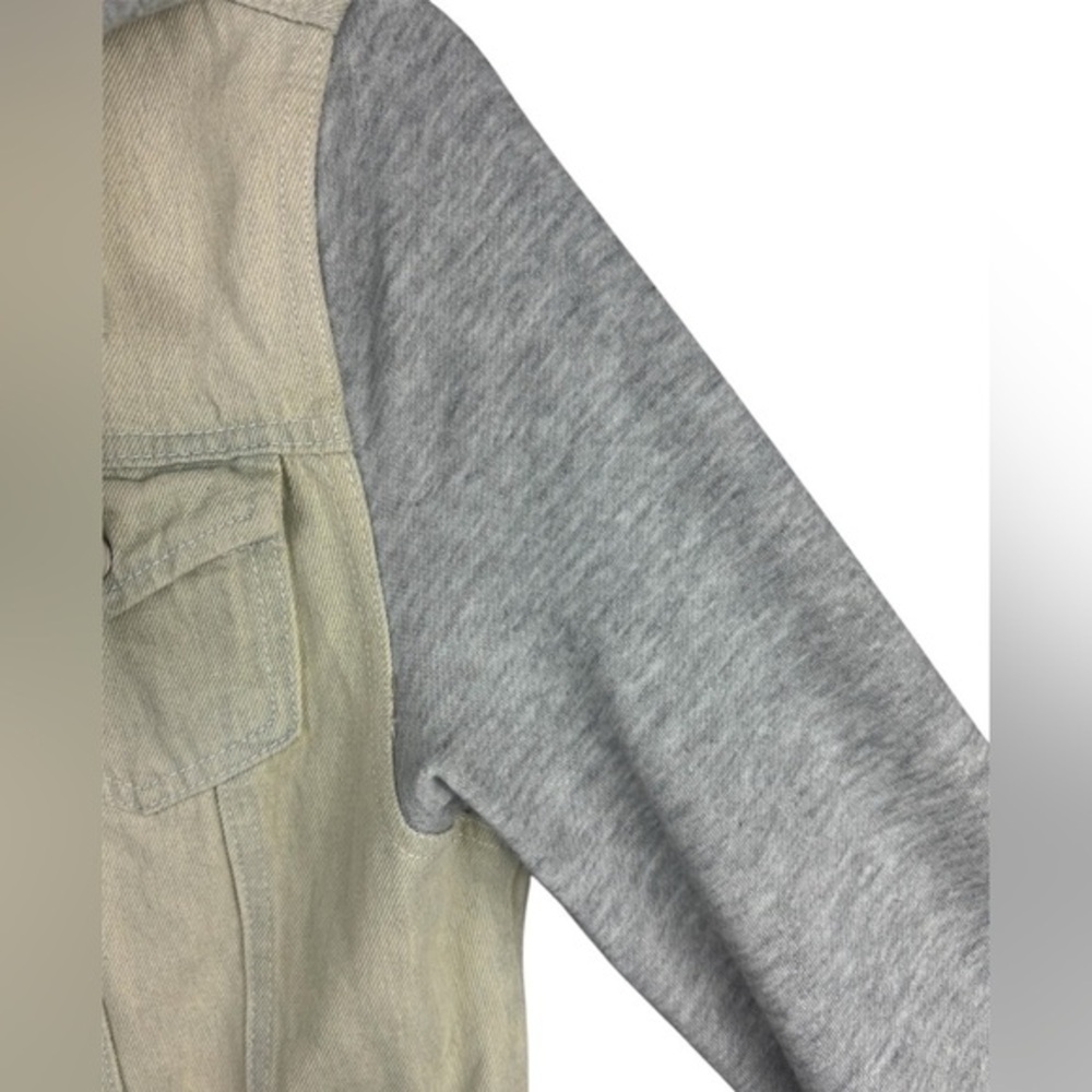 Allegra K Women’s Jean Jacket with Soft Cotton Sleeves & Hood Size S Acid Wash - Picture 4 of 14